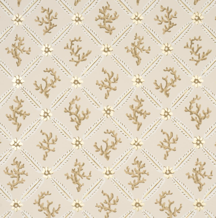 Corail Leaf Trellis Wallpaper